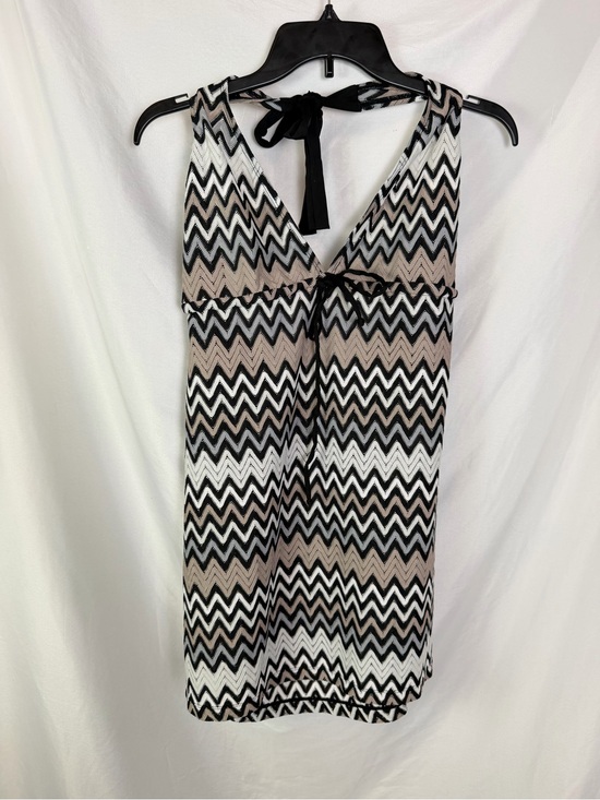 Perry Ellis Dresses & Skirts - Perry Ellis Black White and Beige Chevron Knit Cover Up Dress - Y2K